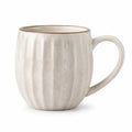 Keramik Kaffeebecher 350 ml Creme mit Rillenstruktur