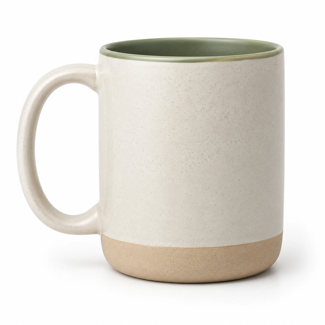 Keramiktasse 400 ml in Creme Grün mit Henkel für Heißgetränke