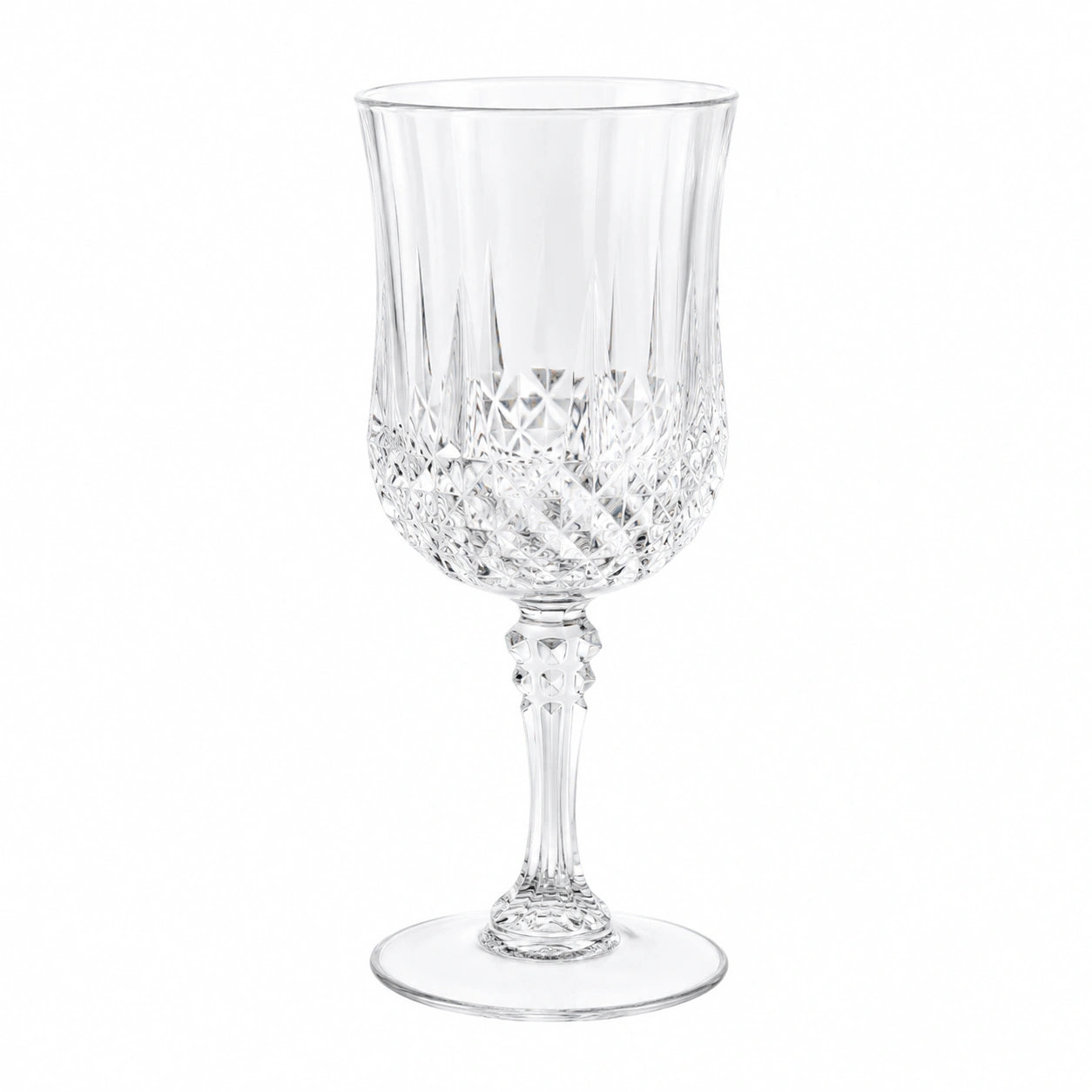 Weinglas 350 ml aus transparentem Glas mit Facettenschliff