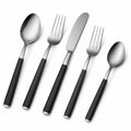 Besteckset 5-teilig 20 bis 23 cm aus Edelstahl Schwarz Silber mit ergonomischen Griffen