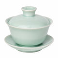 Gaiwan Teeschale 150 ml Porzellan Mintgrün mit Deckel und Untertasse