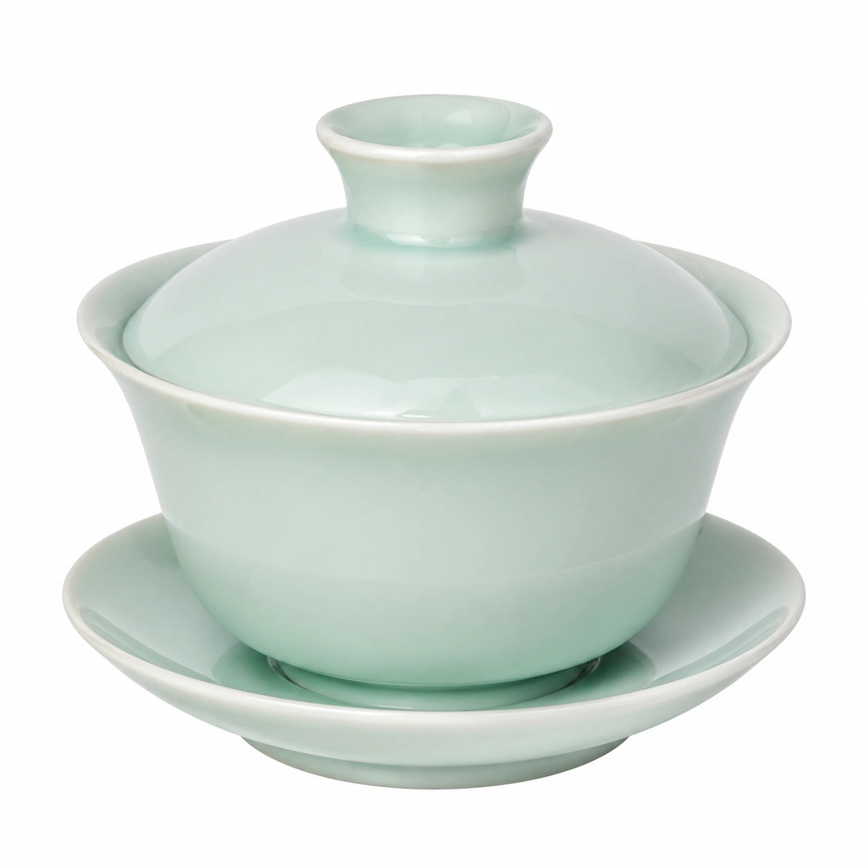 Gaiwan Teeschale 150 ml Porzellan Mintgrün mit Deckel und Untertasse