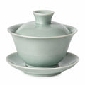 Gaiwan Teeschale 150 ml aus Keramik in Seladongrün mit Deckel und Untertasse