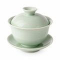 Gaiwan Teeschale 150 ml Keramik Hellgrün mit Deckel und Untertasse im Celadon-Stil