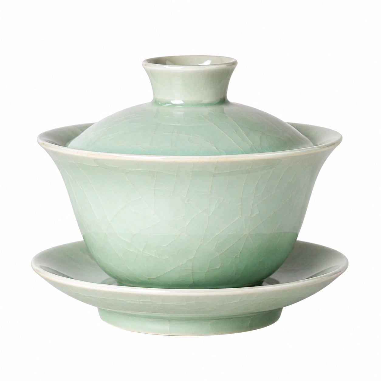 Gaiwan-Teetasse 150 ml Keramik Hellgrün für losen Tee mit Deckel